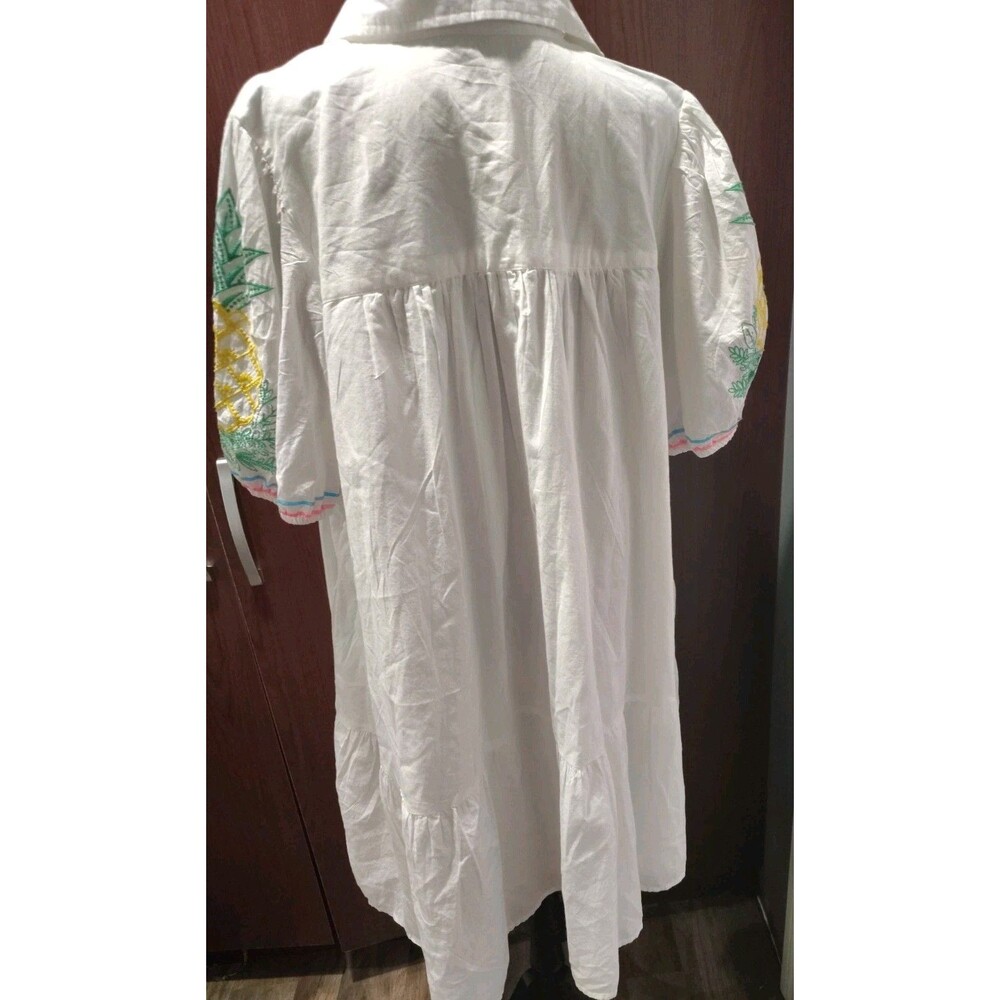 NEW Crown & Ivy Women Plus Sz. 3XL White Dress Embroidered Pineapple Sleeves - Picture 3 of 12